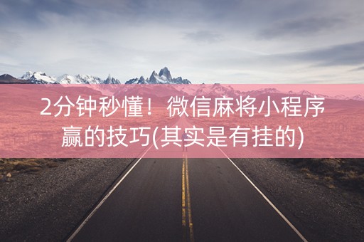 小程序麻将有挂没开挂（打小程序麻将开挂怎么用）